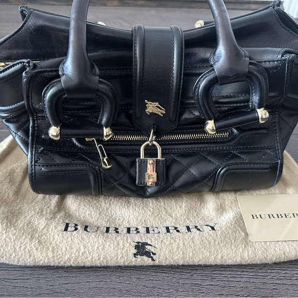Authentic Burberry Leather Quilted Manor Bag - Picture 1 of 10